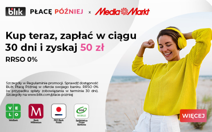 Zyskaj 50 zł w promocji z Media Markt i BLIK