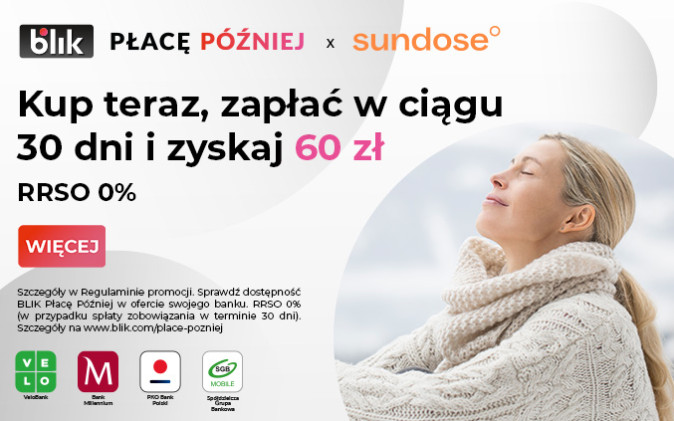 Zyskaj 60 zł w promocji z Sundose i BLIK