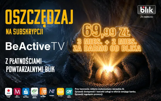 Oszczędzaj na&nbsp;subskrypcji BeActiveTV z&nbsp;Płatnościami powtarzalnymi BLIK!