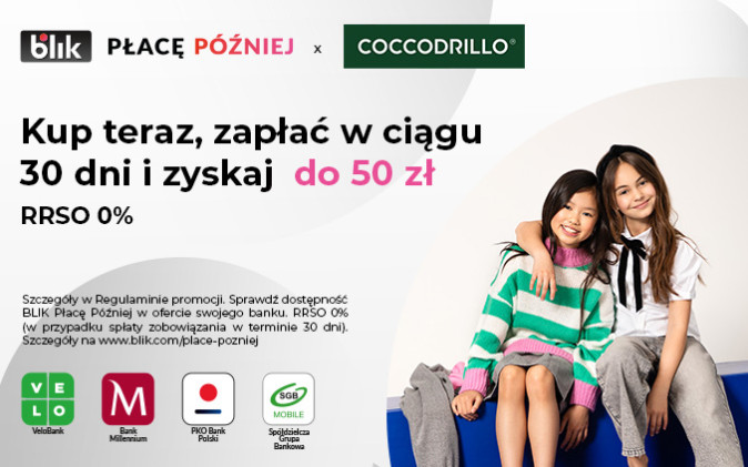 Zyskaj do 50 zł w promocji Coccodrillo i BLIK!