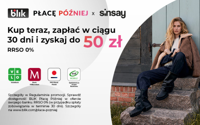 Zyskaj do 50 zł w promocji Sinsay i BLIK!